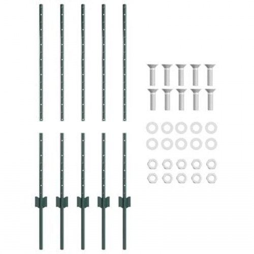 Hegnspæle 5 stk U-Kanal Grøn 100 cm Stål