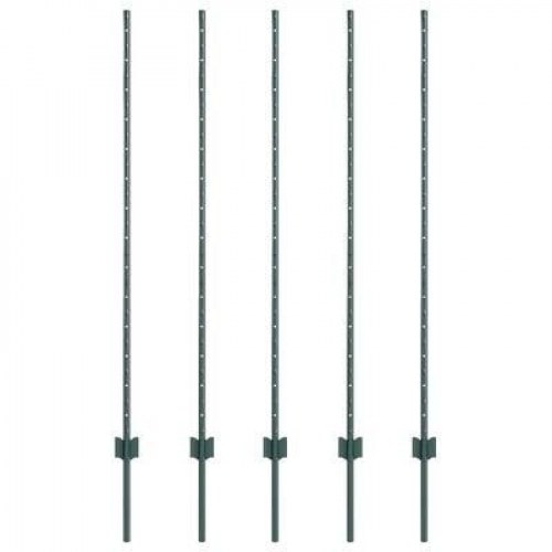Hegnspæle 5 stk U-Kanal Grøn 140 cm Stål