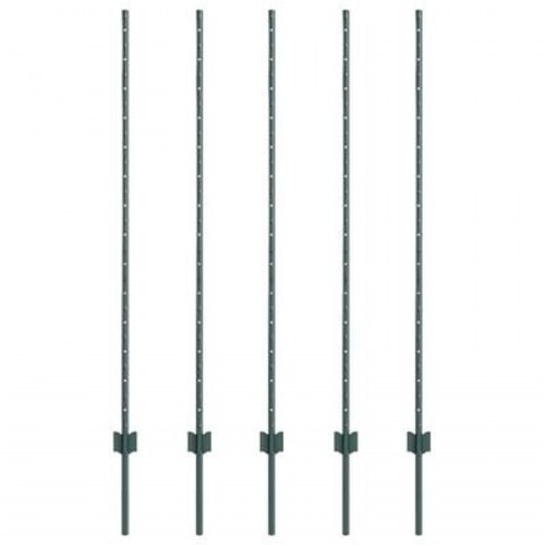 Hegnspæle 5 stk U-Kanal Grøn 140 cm Stål