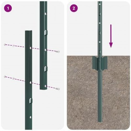 Hegnspæle 5 stk U-Kanal Grøn 140 cm Stål