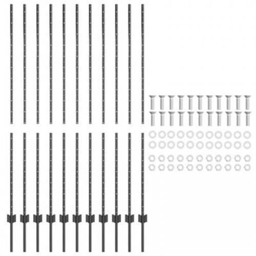 Rækværk Poster 22 stk U-Kanal Grå 160 cm Stål