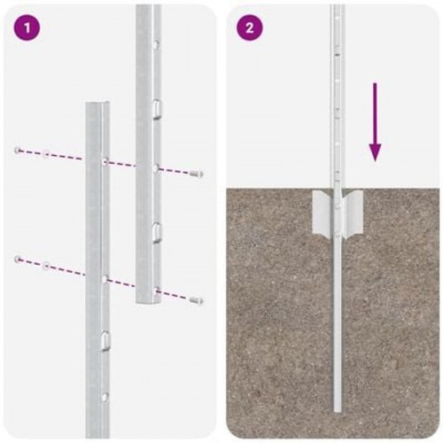 Hegn Stolper 22 stk U-Kanal 120 cm Galvaniseret Stål