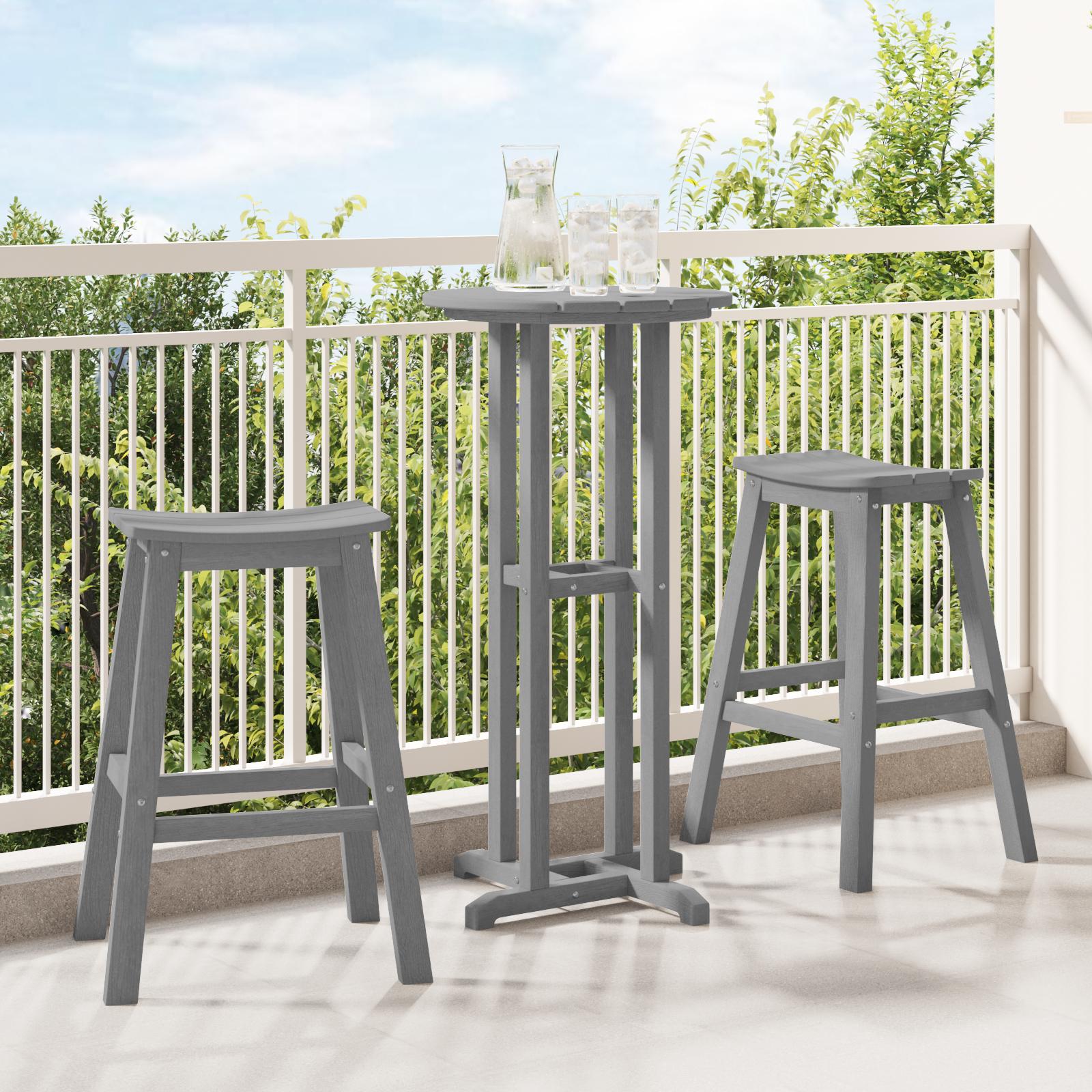 Barstole til haven - 2 stk lysegrå HDPE, 52 × 43 × 73,5 cm