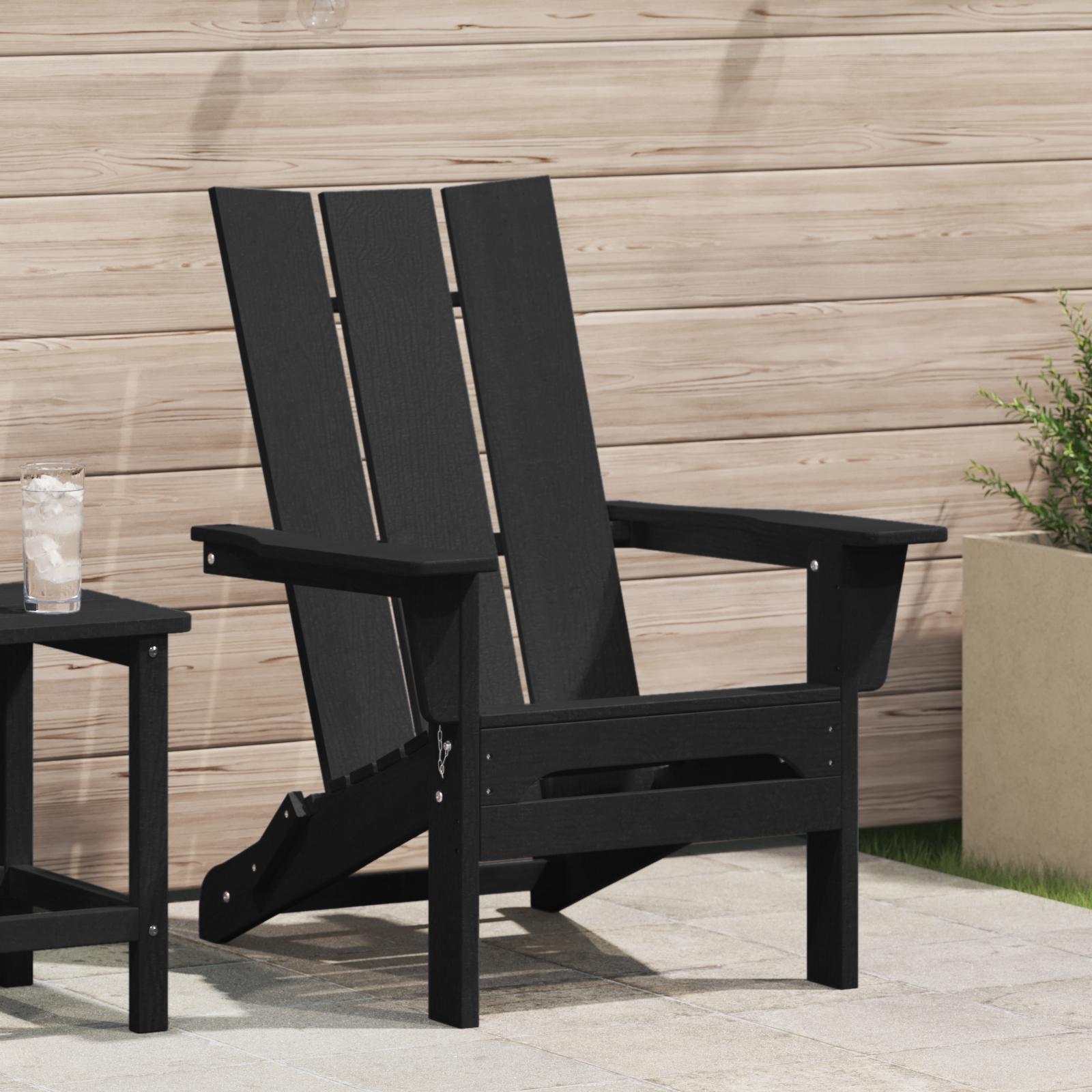Foldbar Adirondack Stol Sort 74.5 x 80.5 x 90cm HDPE