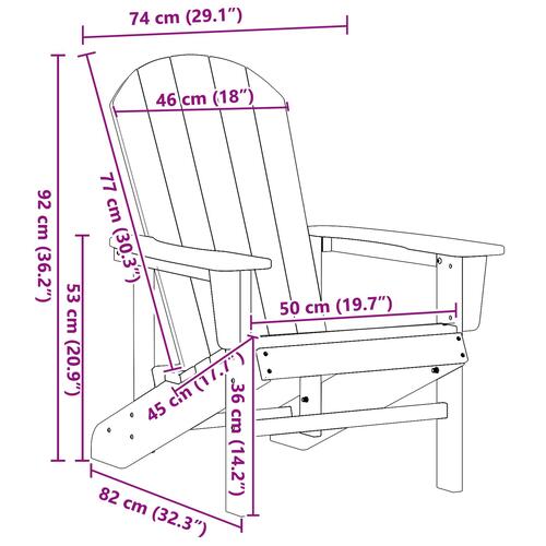 Adirondack Stol Hvid 74x82x91 cm HDPE