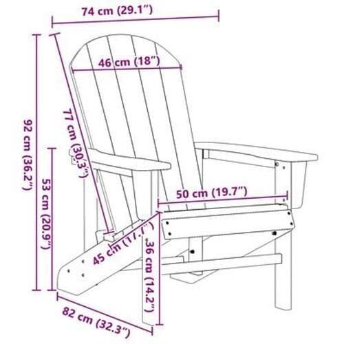 Adirondack Stol Hvid 74x82x91 cm HDPE