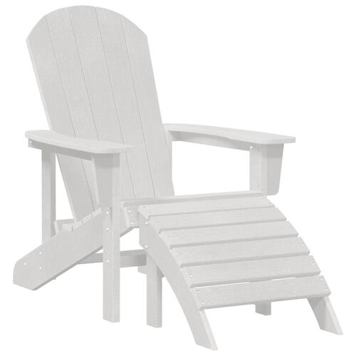 Adirondack Stol med Fodstøtte Hvid HDPE
