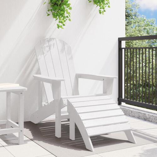 Adirondack Stol med Fodstøtte Hvid HDPE