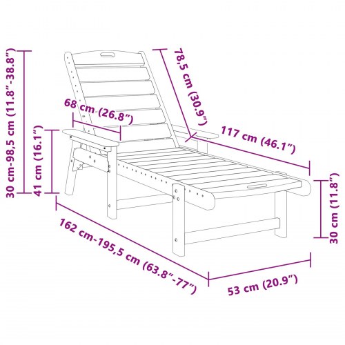 Solstol Sort 53x162x98.5 cm HDPE