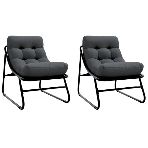 Haveafslapningsstole 2 stk med pude Sort 60x80x71 cm Stål