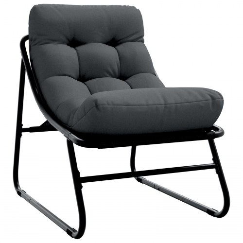 Haveafslapningsstole 2 stk med pude Sort 60x80x71 cm Stål