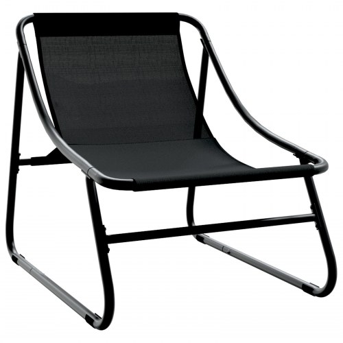 Haveafslapningsstole 2 stk med pude Sort 60x80x71 cm Stål
