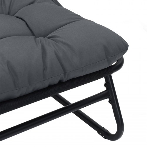 Haveafslapningsstole 2 stk med pude Sort 60x80x71 cm Stål
