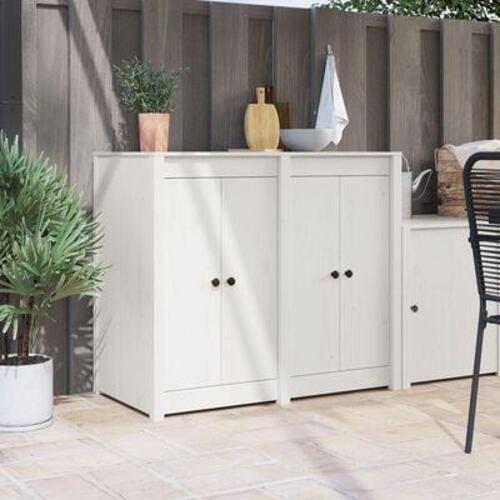 Udendørs køkkendøre 2 stk Hvide 50x9x82 cm Solid Træ Fyrretræ