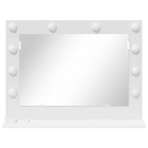 Makeup-spejl med LED-lys Hvid 60x45x18 cm