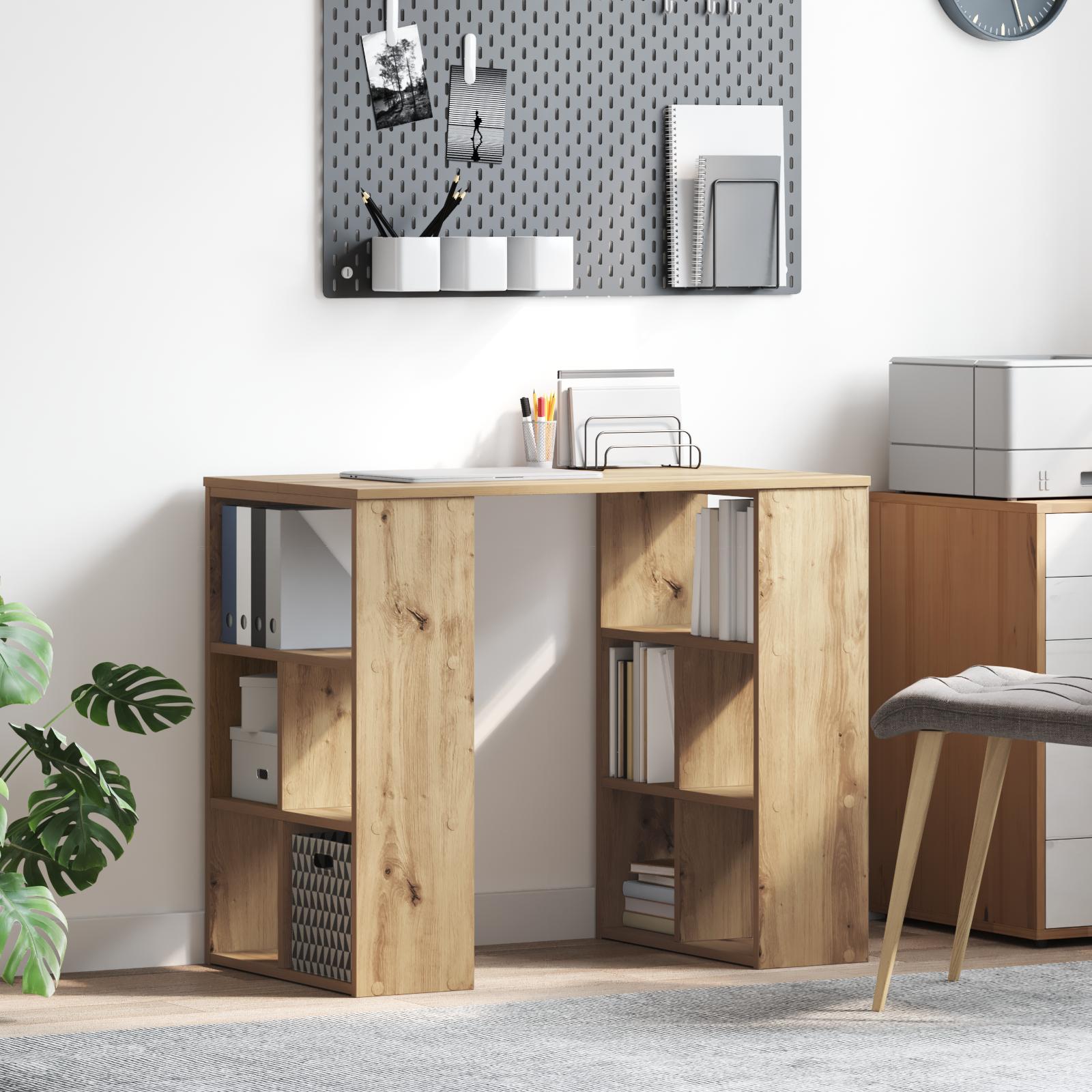 Skrivebord med hylde artisan eg 90 x 50 x 75 cm Konstrueret træ