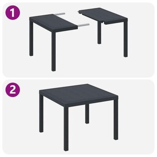 Havebord Antracitgrå 100x100x73 cm Poly Rattan