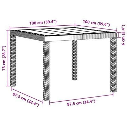Havebord Antracitgrå 100x100x73 cm Poly Rattan