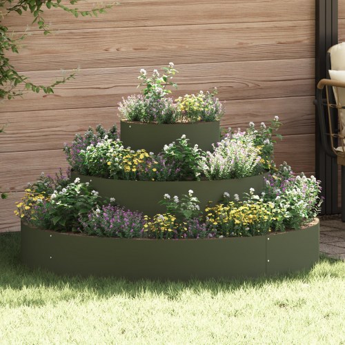 Metal Planter Stål/Olivengrøn Pulvermalt Stål Ø 120 cm
