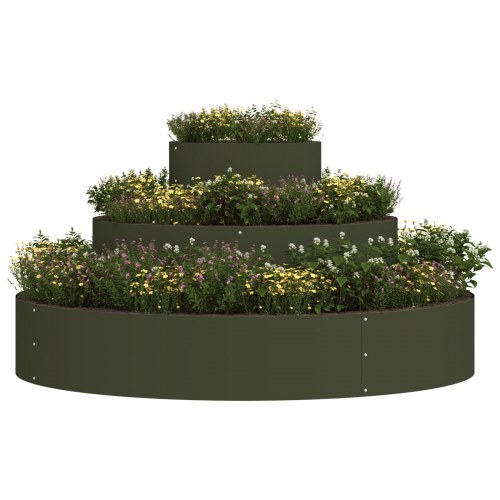 Metal Planter Stål/Olivengrøn Pulvermalt Stål Ø 120 cm