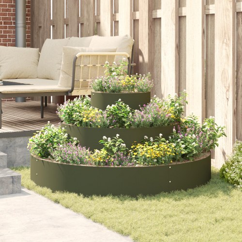 Metal Planter Stål/Olivengrøn Pulvermalt Stål Ø 120 cm