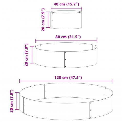 Metal Planter Stål/Olivengrøn Pulvermalt Stål Ø 120 cm