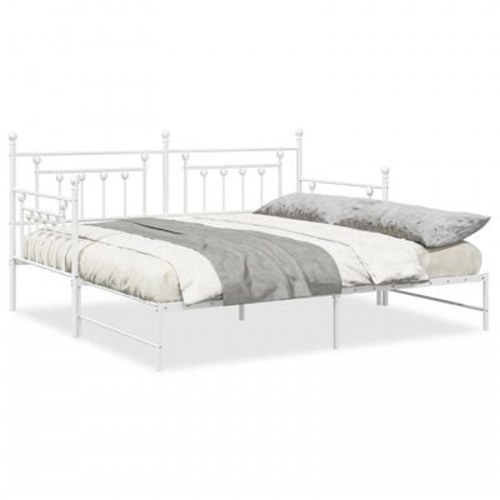 Dagbedramme med Trundle Hvid 90x190 cm Stål