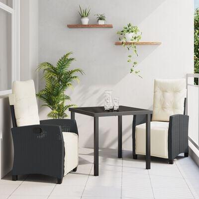 Have spisebordssæt med puder, 3 dele - beige polyrattan