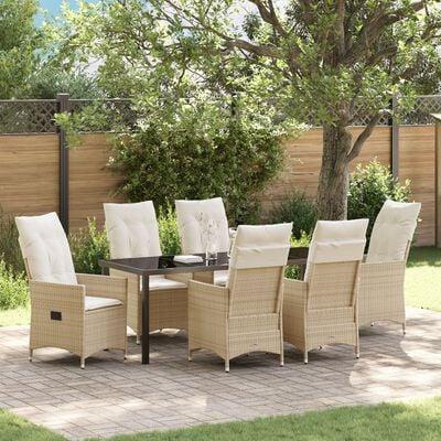 Have Spisebordssæt med pude 7 stk Beige Poly rattan