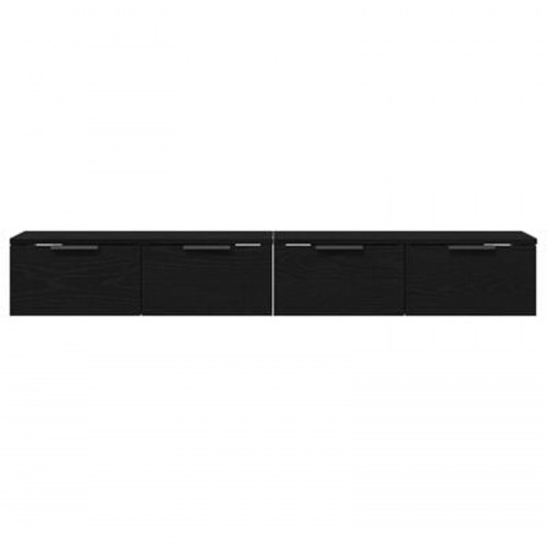 Vægskabe 2 stk Sort egetræ 68x30x20 cm Konstrueret træ