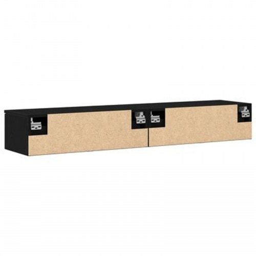 Vægskabe 2 stk Sort egetræ 68x30x20 cm Konstrueret træ