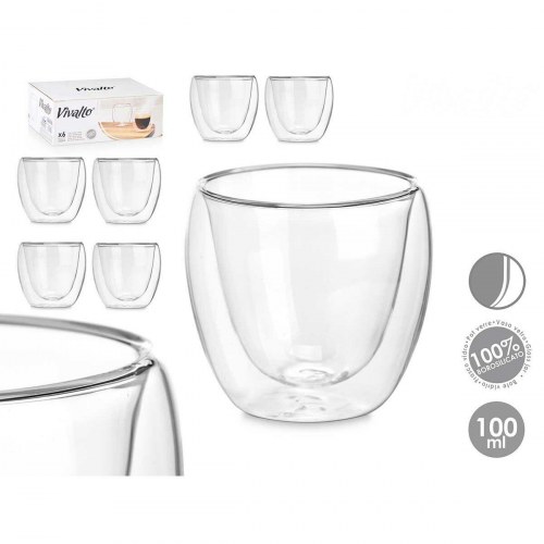 Drikkeglas Vivalto - gennemsigtigt borosilikatglas 100 ml (6 stk.)
