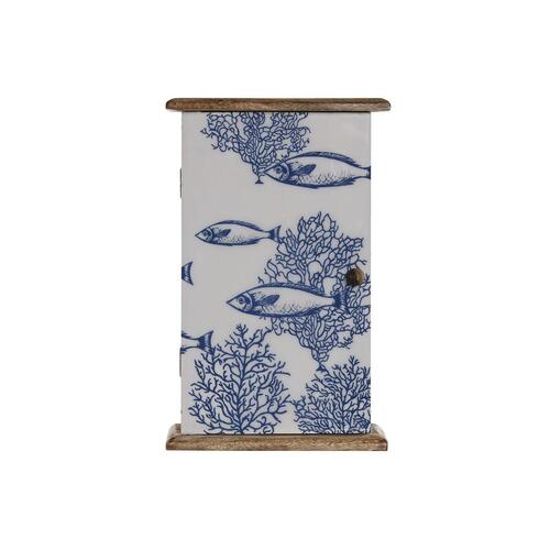 Nøgleskab Home ESPRIT Blå Hvid Natur 18 x 7,5 x 28 cm