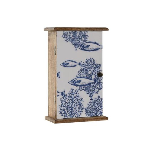 Nøgleskab Home ESPRIT Blå Hvid Natur 18 x 7,5 x 28 cm