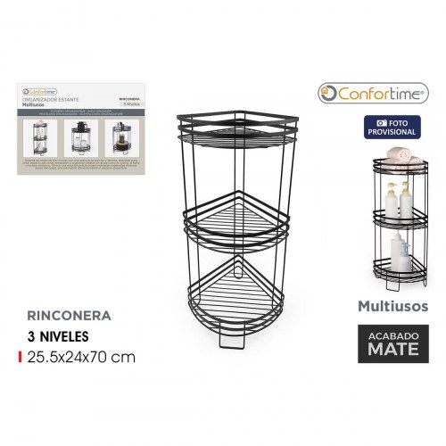 Confortime hjørnereol i metal - 4 enheder, 3 niveauer