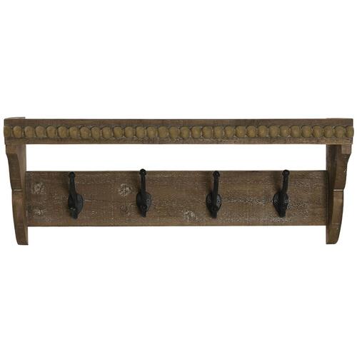 Knagerække til væggen Home ESPRIT Brun Sort Træ Metal 67 x 17 x 27 cm