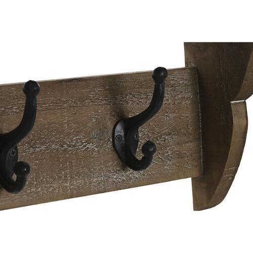 Knagerække til væggen Home ESPRIT Brun Sort Træ Metal 67 x 17 x 27 cm