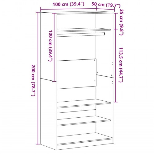 Garderobe i sort eg 100x50x200 cm lavet af træ