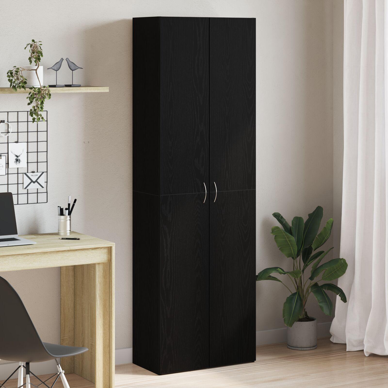 Kontorskab med hylde Sort eg 60 x 32 x 190 Konstrueret træ