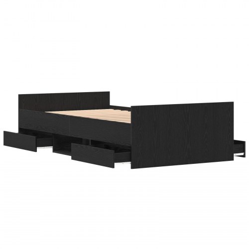 Sengestel uden madras Sort Eg 90x200 cm Konstrueret træ