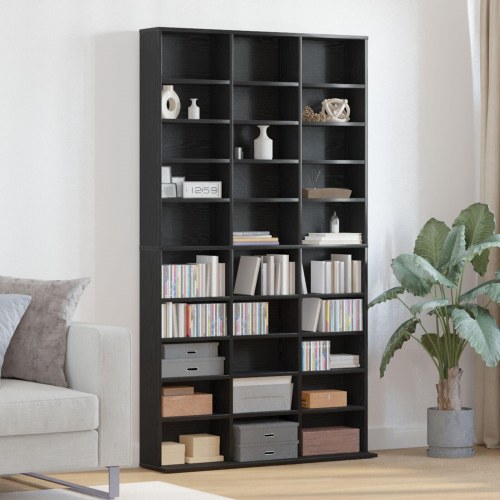 CD-reol Sort Eg 101x23x177,5 cm Konstrueret Træ