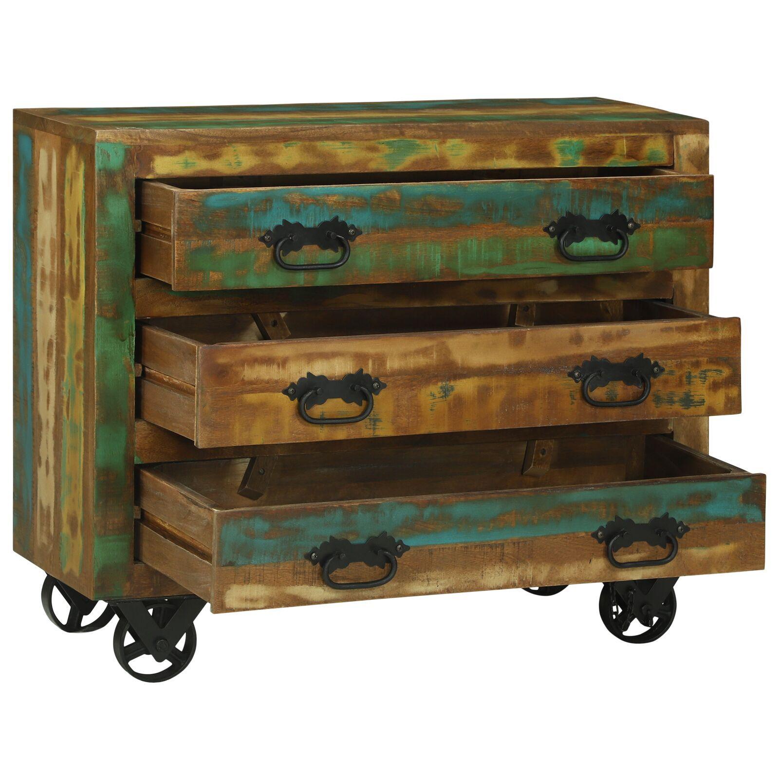 Sideboard i massivt genbrugstræ med 3 skuffer 80 x 30 x 65 cm brun