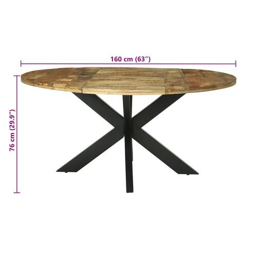 Spisebord Rundt Ø160x76 cm Massivt Træ Groft Mangotræ