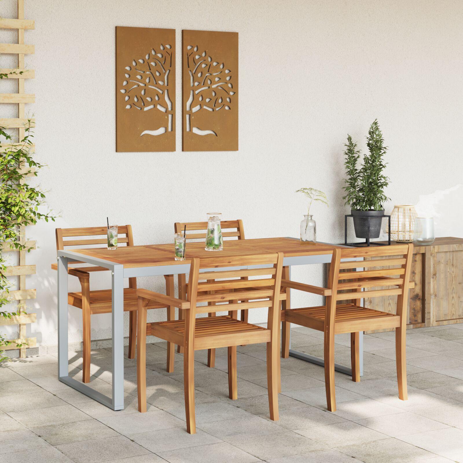 Have Spisebord Grå 160 x 80 x 75 cm Stål og solid akacietræ