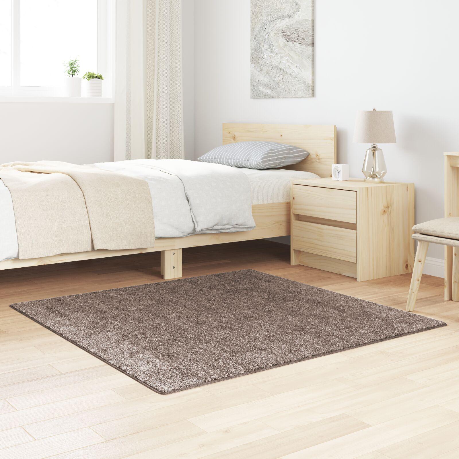 Anti-slip Shaggy tæppe Brun 120 x 120 cm PP