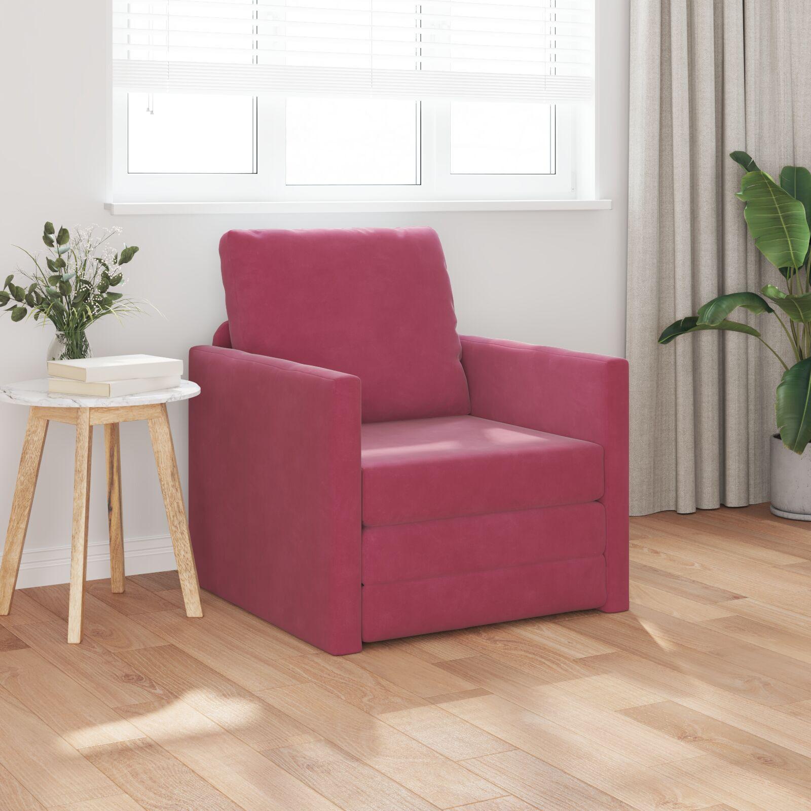 Gulvsovesofa med pude Vinrød 74 x 77 x 81 cm Fløjl