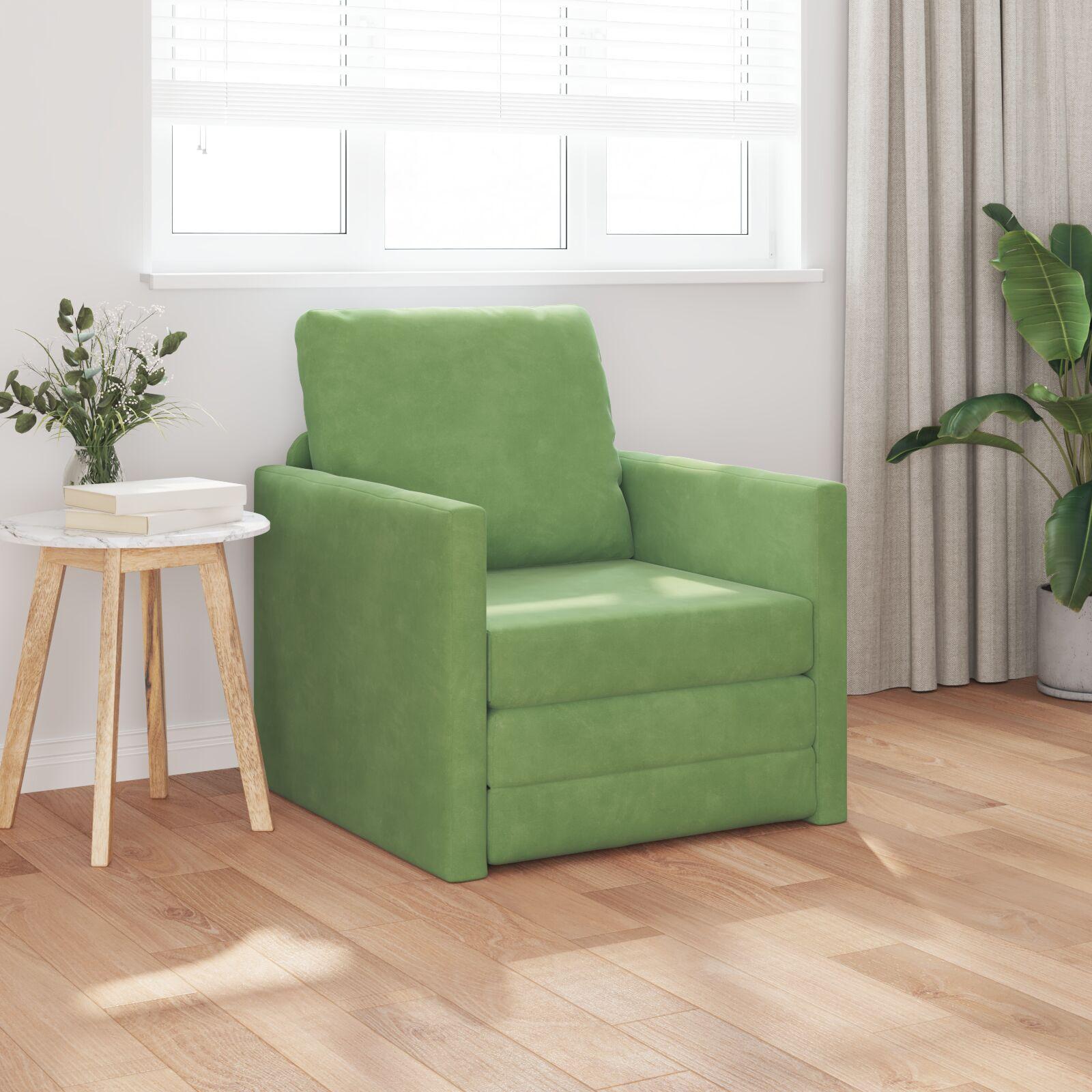 Gulvsovesofa med pude Lysegrøn 74 x 77 x 81 cm Fløjl