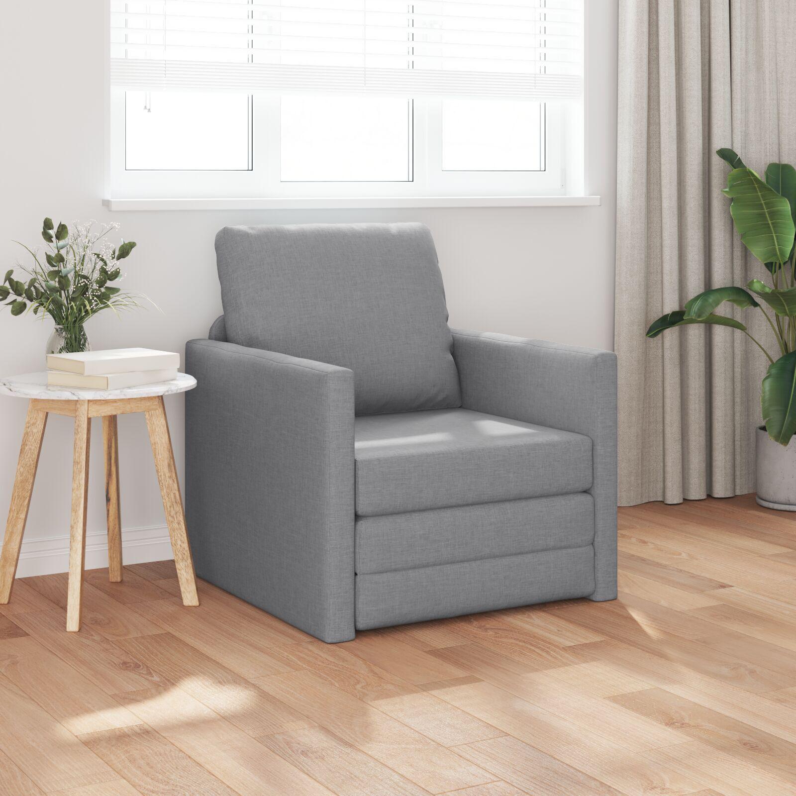 Gulvsovesofa med pude Lysegrå 74 x 77 x 81 cm Stof