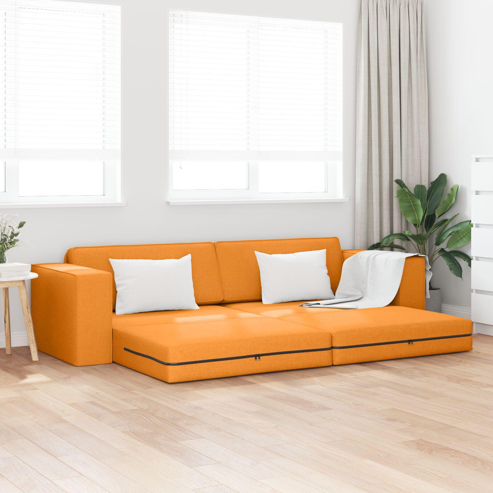 Gulvsovesofa Mørkegul 245 x 78 x 77 cm Stof