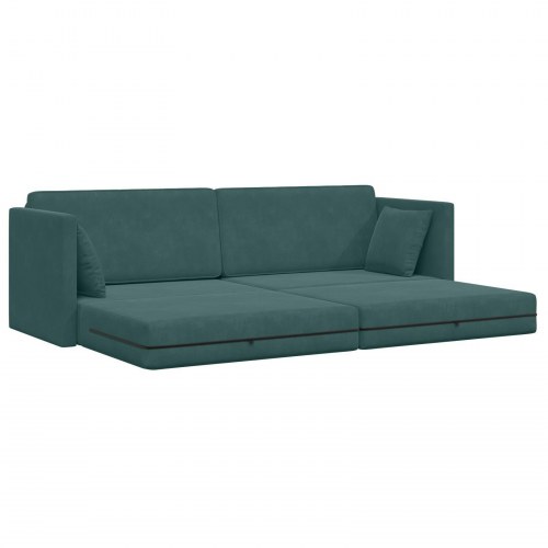 Gulvsofa Seng 2-i-1 Mørkegrøn 213x144x60 cm Velvet